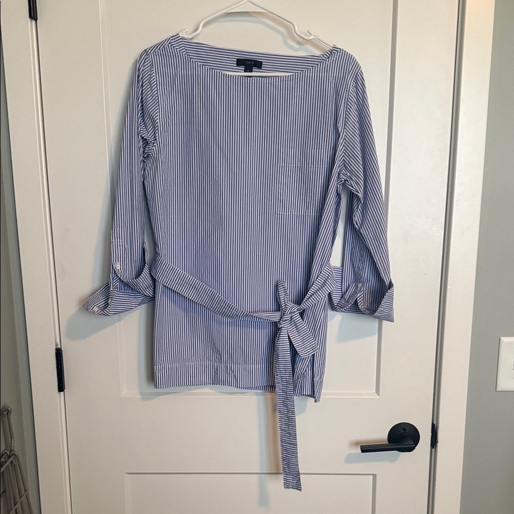 J. Crew Navy Striped Tunic with Belt
